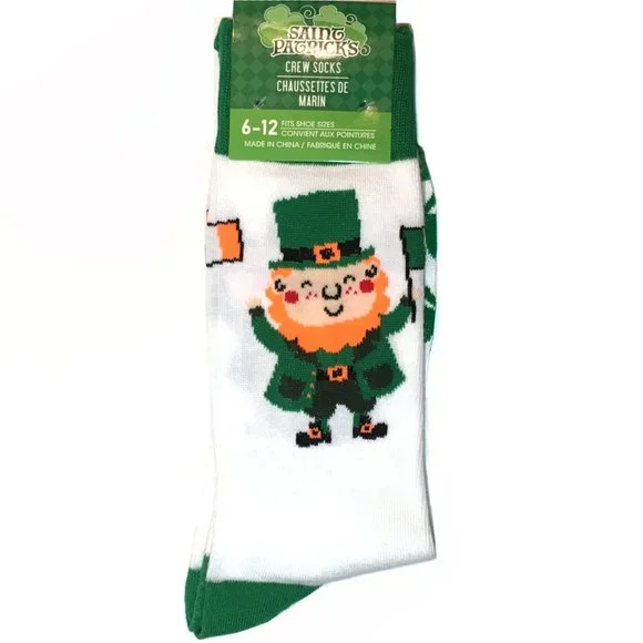 *3/$15 Mens Lucky Leprechaun St. Paddys Day Socks - Picture 1 of 4